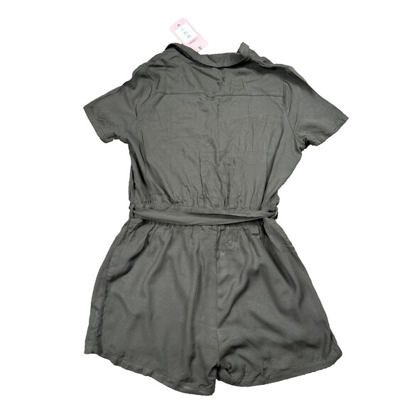 CI SONO Los Angeles Women's Safari Romper Large Olive Green Collared Pockets NWT - Picture 9 of 9